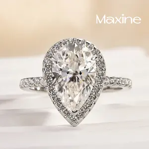 Maxine Synthetic Moissanite 2.5Ct Pear Cut Halo Engagement Ring ,Women's Ring Jewelry, Wedding Ring for Daily,Travel,Proposal,Wedding,Birthday,Anniversary