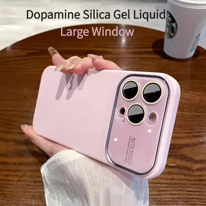 Dopamine liquid silicone large window lens protector for IP17promax, full-cover anti-drop phone case for IP16/15/14promax