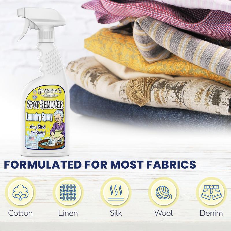 Grandma's Secret Spot Remover Laundry Spray -Chlorine, Bleach & Toxin-Free Stain Remover -  Oil, Paint, Blood & Pet Stains Household Cleaner Cleaning All-Purpose Scented