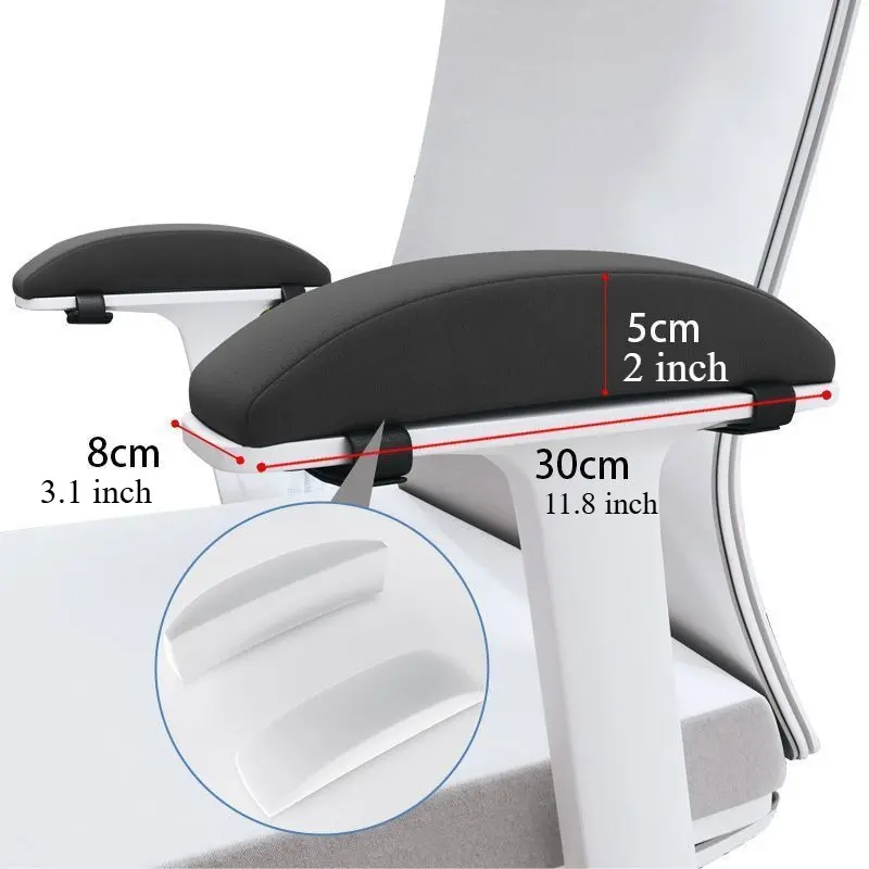 2-Pack Classic Black Chair Armrest Pads with Strap - Durable Ergonomic Curved Design, High-Elastic Cotton Memory Foam Cushions, Tool-Free Installation, Indoor 2-Piece Set for Home Desk Setup Gamers, Machine Washable, Student Elbow Support, Two Piece Set