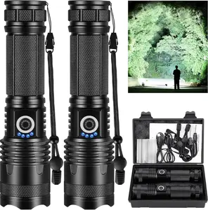 Rechargeable Led Flashlights high lumens, 2 Pack 99000 Lumen Super Bright Flashlight with 5 Modes, Powerful Waterproof Flash Light for Home,Emergencies,Camping