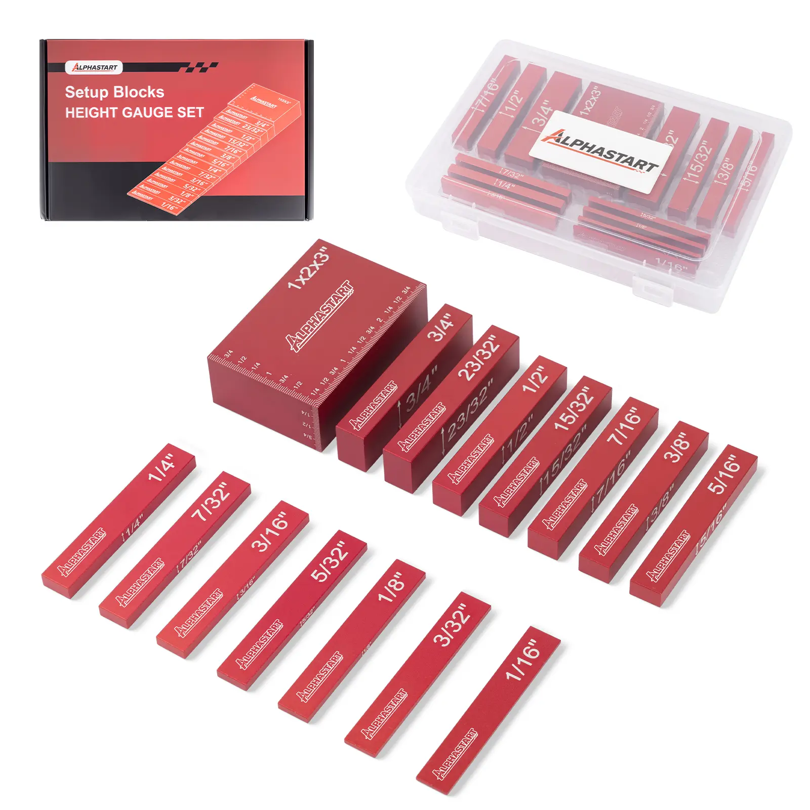 ALPHASTART 15pcs Precision Aluminum Setup Bars for Router, Setup Blocks Height Gauge Set,  and Table Saw Accessories Woodworking Set Up, Bars Include Laser Engraved Size Markings Summervibes