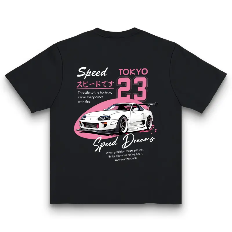 Tokyo Speed Dreams Supra JDM Car Graphic Men's Retro Racing Streetwear Cotton Tee For Car Enthusiast Daily Styling Wear