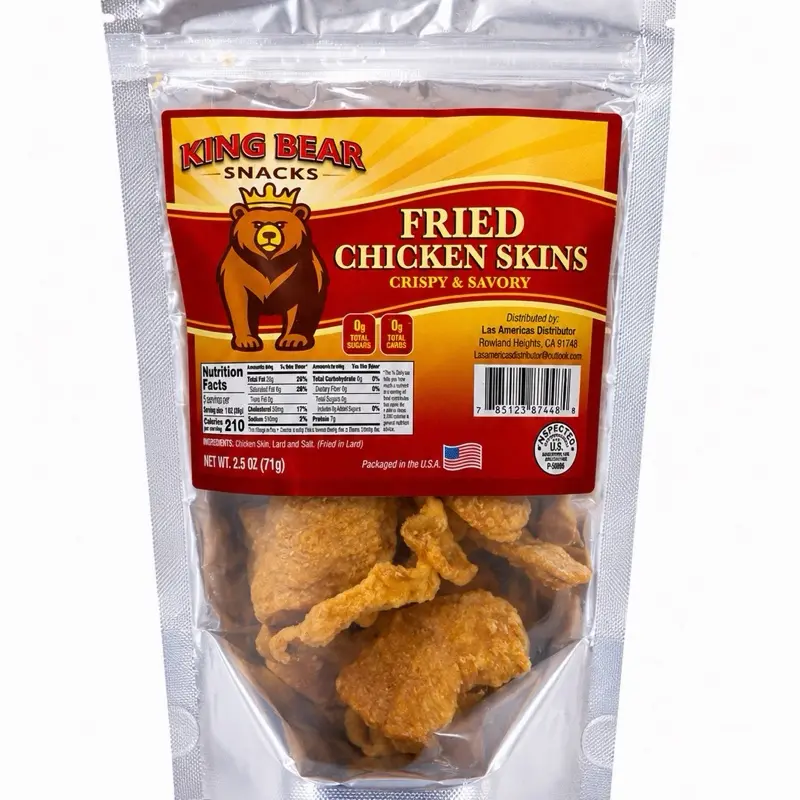 King Bear Snacks Fried Chicken Skins Crispy & Savory NOW 2.5 oz Pack Made in the USA
