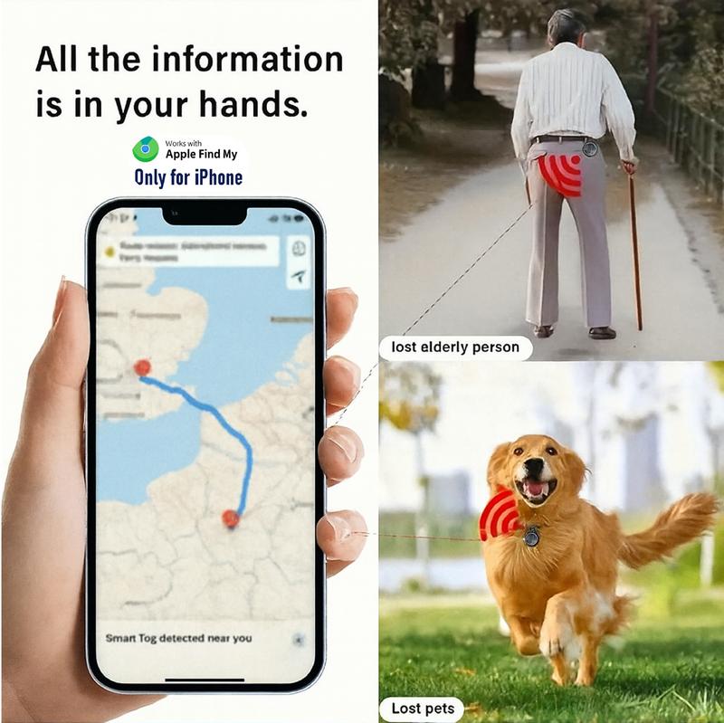 [Valentine's Day] Tukio GPS Tracker for Cars & Pets (iOS Only)- Mini Clear Design, Weatherproof Case, Anti-Lost Device, Works with Apple Find My (iOS Only), No Monthly Fees, IP67 Waterproof, Replaceable Battery Remote