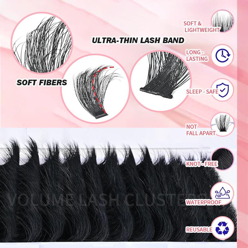 16-25mm Fluffy Lash Clusters 300D High-Density Soft D-Curl Individual Mega Volume Lashes for Beginners Makeup Lightweight Plant Fiber Easy Application 16-25mm Fluffy Lash Clusters 300D High-Density Soft D-Curl Individual Mega Volume Lashes for Beginners Makeup Lightweight Plant Fiber Easy Application