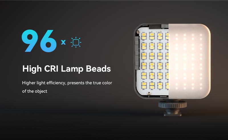 SmallRig P96 LED Mini Ring Light, Video Light,96 LED beads for Photography Video Lighting, Rechargeable 2200mA CRI 95 + 2700-6500K w 3 cold shoes Christmas gifts 3286B