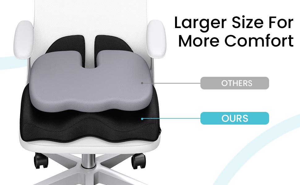 Benazcap Non-Slip Extra Large Ergonomic Memory Foam Seat Cushion for Office Gaming Chair & Car Pressure Sciatica Pain Relief X Large Size Gingham Design