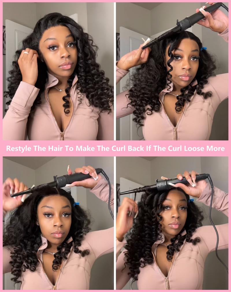Menglle New Yaki Loose Wave Fluffy Bounce Pre Wand Curly 13x4 Lace Front Wig Transparent Glueless Ready to Wear Pre-cut Lace Human Hair Wigs#springfresh#GiftedInLove