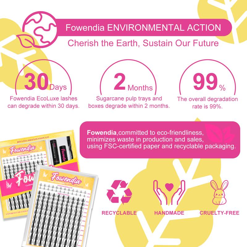 Fowendia California Sunset Wanna Be Freya Manga Lashes Cluster C D Curl DIY Lash Extension Kit and Lash Clusters 8-18mm with Bond Seal and Remover - Ultra-Thin Transparent Bands, Lash Magic Anime False Lash Extension Kit dealsforyoudays