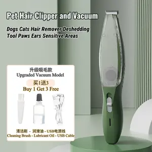 Pet Hair Clipper Vacuum dog paw trimmer set Pet Grooming Clipper with Built in Vacuum USB Rechargeable No shipping fee Trimming Vacuuming eye ear brush 2-in-1 clipper care tool dogg rooming kit professional file geo or home groom cordless quiet Flea Comb