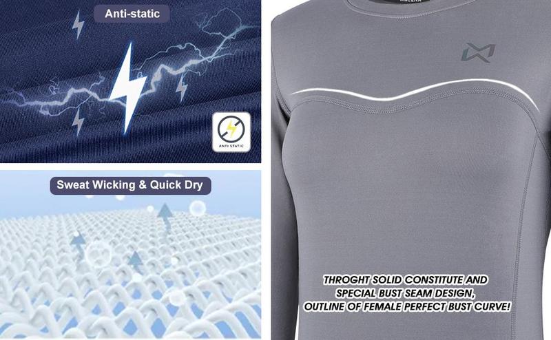 Women's Thermal Underwear Set - Fleece Lined Base Layer Top & Bottom for Skiing, Cold Weather Long Johns Winter Thermal Set, Soft Brushed Interior Women's Thermal Underwear Set - Fleece Lined Base Layer Top & Bottom for Skiing, Cold Weather Long Johns Winter Thermal Set, Soft Brushed Interior