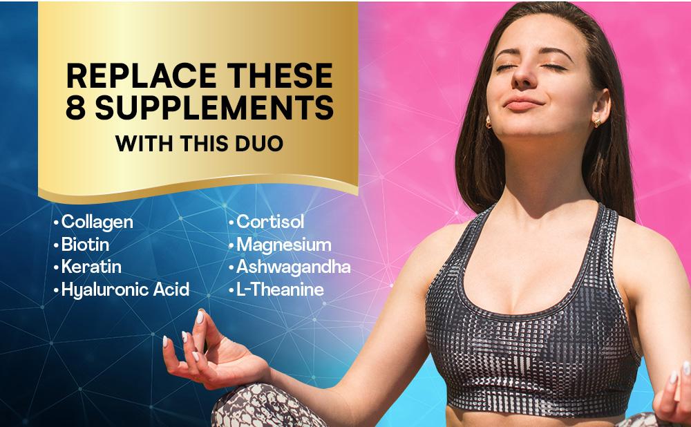 PARROX Shining Serenity Set - Collagen & Cortisol All-in-One Multivitamin Combo - Made in USA with Extra Strength Ingredients