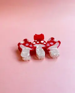 Red Mushroom Claw Hair Clip