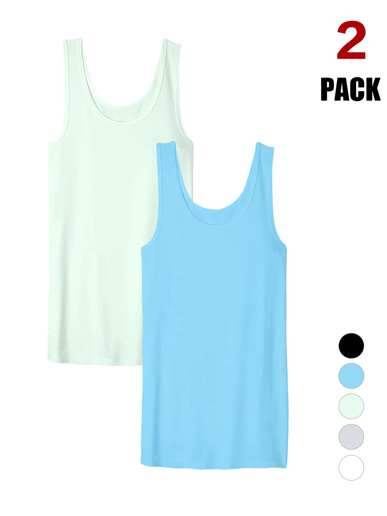 TFNOSLZE 2-Pack Plus Size Solid Color Crew Neck Women’s Long Backless Tank Tops | Must-Have Basic Off-Shoulder Layering Tops | Breathable Sports Tank Tops | Home Casual Fashion Comfortable Everyday Wear — Women’s Clothing#TikTokShopStockUp tiktokshopsprin