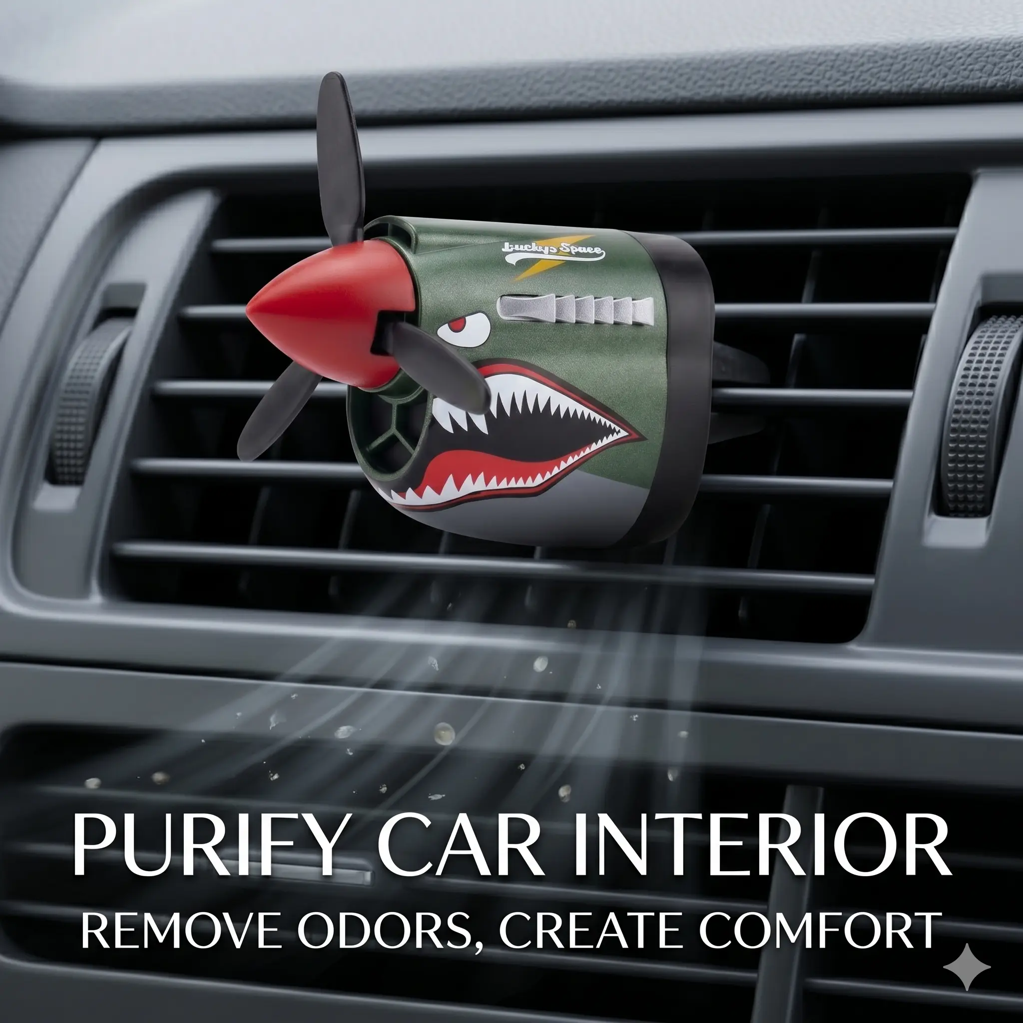 Shark Fighter Plane Car Air Freshener, Rotating Propeller Air Vent Perfume Diffuser, Vintage Aircraft Car Outlet Fragrance Decor, Cool Car Accessories Gift For Men