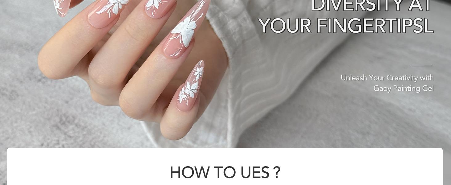 GAOY Black & White Painting Gel for Nail Art, No Wipe Creamy Gel Polish for Lines, Floral Designs, Patterns or French Nail Salon and Home DIY, UV Light Cure GAOY Black & White Painting Gel for Nail Art, No Wipe Creamy Gel Polish for Lines, Floral Designs, Patterns or French Nail Salon and Home DIY, UV Light Cure