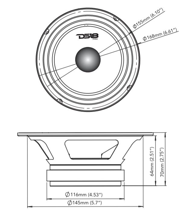 PRO 6.5" Mid-Range Loudspeaker with Bullet | 140W RMS 4-Ohm
