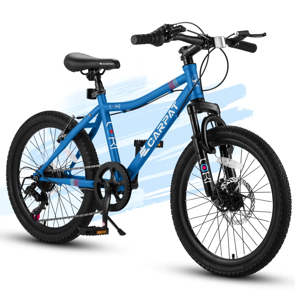 20 Inch Kids' Bike, Boys Girls Mountain Bike Ages 8-12, 7 Speed Teenager Children Kids' Bicycles, Front Suspension Disc Brake Rear V-Brake, High Steel Frame