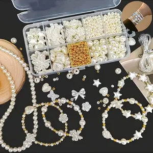 [Elegant Acrylic Beads] 760pcs Mixed Acrylic Pearl Polished Loose Beads Set | Elegant for DIY Jewelry Decors Handmade Craft Jewelry Making Supplies and Creating a Phone Chain