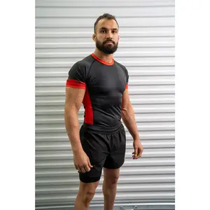 Rash Guard Top — Black & Red