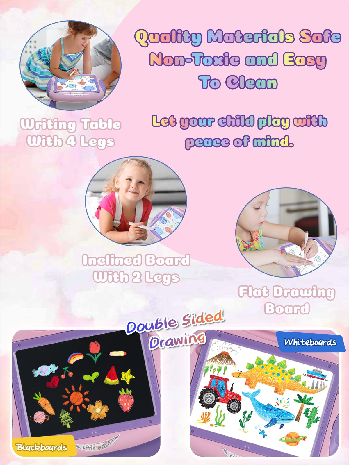 Egofuntoy Small Erasable Drawing Board Easel with Letters & Numbers for Kids Ages 1-2 Double-Sided Whiteboard for Watercolor & Math Learning Creative Gift Toys Children's Art Set Multifunctional