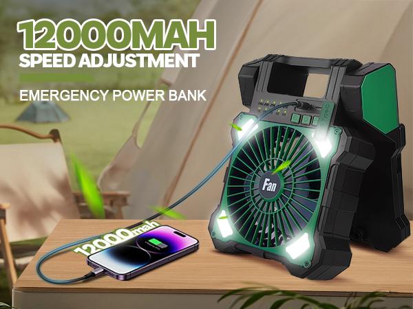 12000mah Solar Powered Fan, Dual-Panel Rechargeable Solar Camping Fan with LED Lantern, 5 Adjustable Speeds Cordless Battery Powered Portable Fan, Quiet USB-C Desk Fan for Tent Home Worksite Outdoorfun 12000mah Solar Powered Fan, Dual-Panel Rechargeable Solar Camping Fan with LED Lantern, 5 Adjustable Speeds Cordless Battery Powered Portable Fan, Quiet USB-C Desk Fan for Tent Home Worksite Outdoorfun