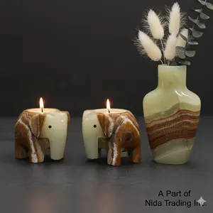Set of Two Elephant Candle Holder 2.5x2.5x3 Inch Decorative Home Décor Elephant Figurine Candle Holder for Home & Office Décor