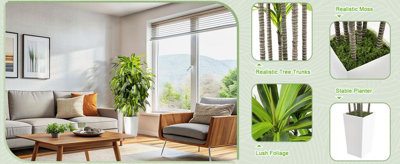 5FT 6FT Artificial Dracaena Tree – Tall Fake Indoor Floor Plant with Black or White Planter – Large Faux House Plants for Living Room Bedroom Office Home Decor, Gift Idea for Housewarming & Home Decorations 5FT 6FT Artificial Dracaena Tree – Tall Fake Indoor Floor Plant with Black or White Planter – Large Faux House Plants for Living Room Bedroom Office Home Decor, Gift Idea for Housewarming & Home Decorations