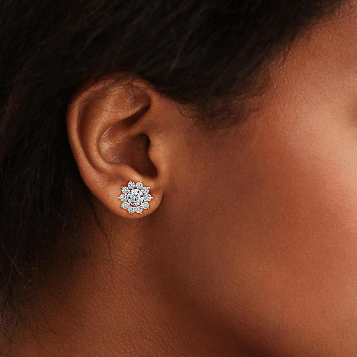 Delzzad Bling Flower Earring Jackets Synthetic Moissanite S925 Sterling Silver Earring Jackets for Studs Moissanite Jewelry Perfect Birthday Wedding Engagement Anniversary Christmas Gift(Jacket Only)