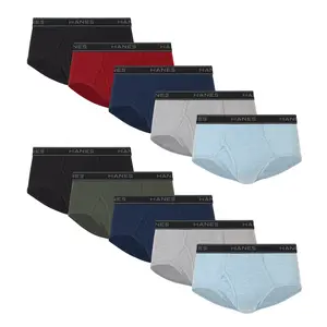 Hanes Men's Dyed Cotton Briefs, Mid Rise, 10-Pack