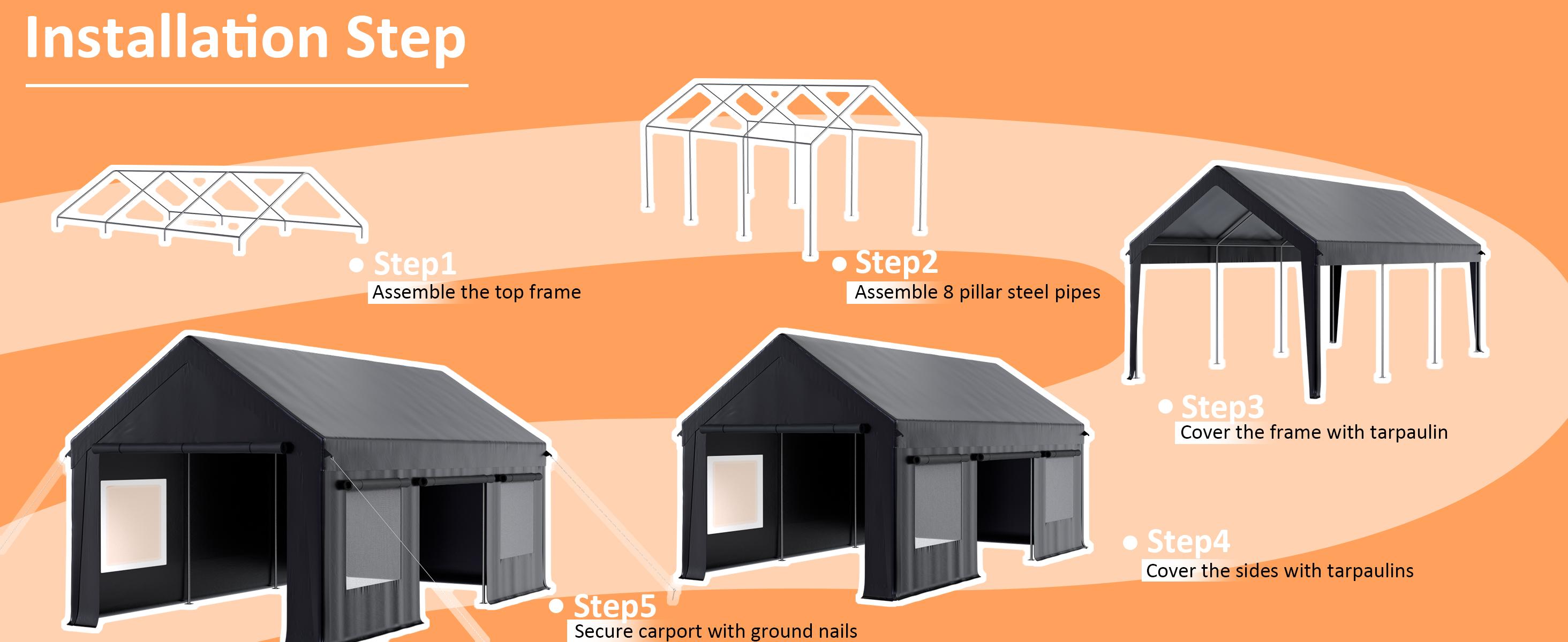 12x20ft Heavy-Duty Waterproof Carport Canopy with Reinforced Base & Side-Access Door, Portable Outdoor Garage for Trucks, Boats, and Cars 12x20ft Heavy-Duty Waterproof Carport Canopy with Reinforced Base & Side-Access Door, Portable Outdoor Garage for Trucks, Boats, and Cars