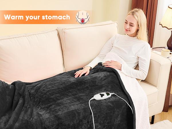 Greenoak Heated Blanket Electric Throw 50"X60", Heating Blanket with 10 Heat Levels 8 Hours Auto-Off,Fleece Soft Christmas Blanket,Gifts for Grandma Seniors Mom