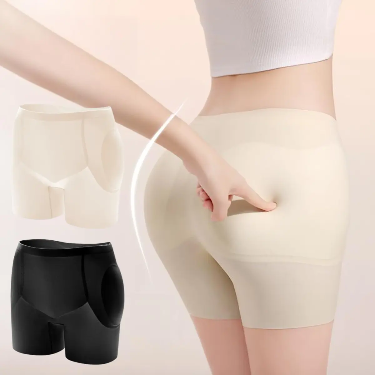 Lightweight Solid Fitted Shapewear Garment for Women, Seamless Bodysuit with Highwaist Tummy Control, Padded Butt-Lift & Detachable Hip Pads, Basic, Waist Training, Detachable Pads, 360 Body Molding Shapewear Bodysuit Womenswear Black