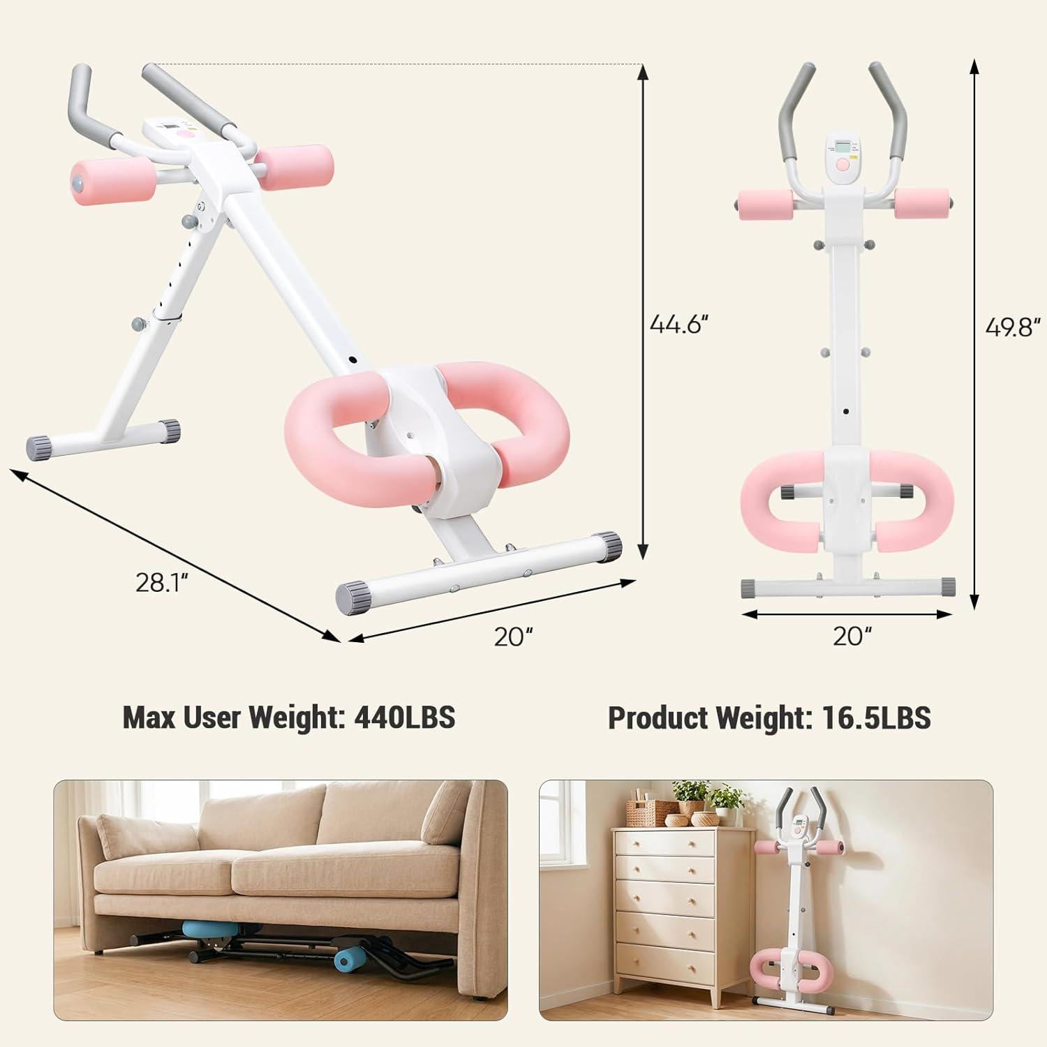 Foldable Ab Workout Machine - 2 Incline & 5 Height Settings, 440LB Capacity, LCD Display & Knee Pads for Home Core Training Foldable Ab Workout Machine - 2 Incline & 5 Height Settings, 440LB Capacity, LCD Display & Knee Pads for Home Core Training