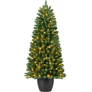 Best Choice Products Pre-Lit Potted Christmas Tree, Classic Artificial Holiday Décor, w/ Twinkling White LEDs