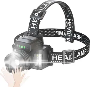 Head Lamp Rechargeable LED Headlamp 5 Modes Adjustable Light For Forehead Long Lasting Battery Waterproof Headlamps For Camping Hunting Hiking Outdoor Sports Survival Gear