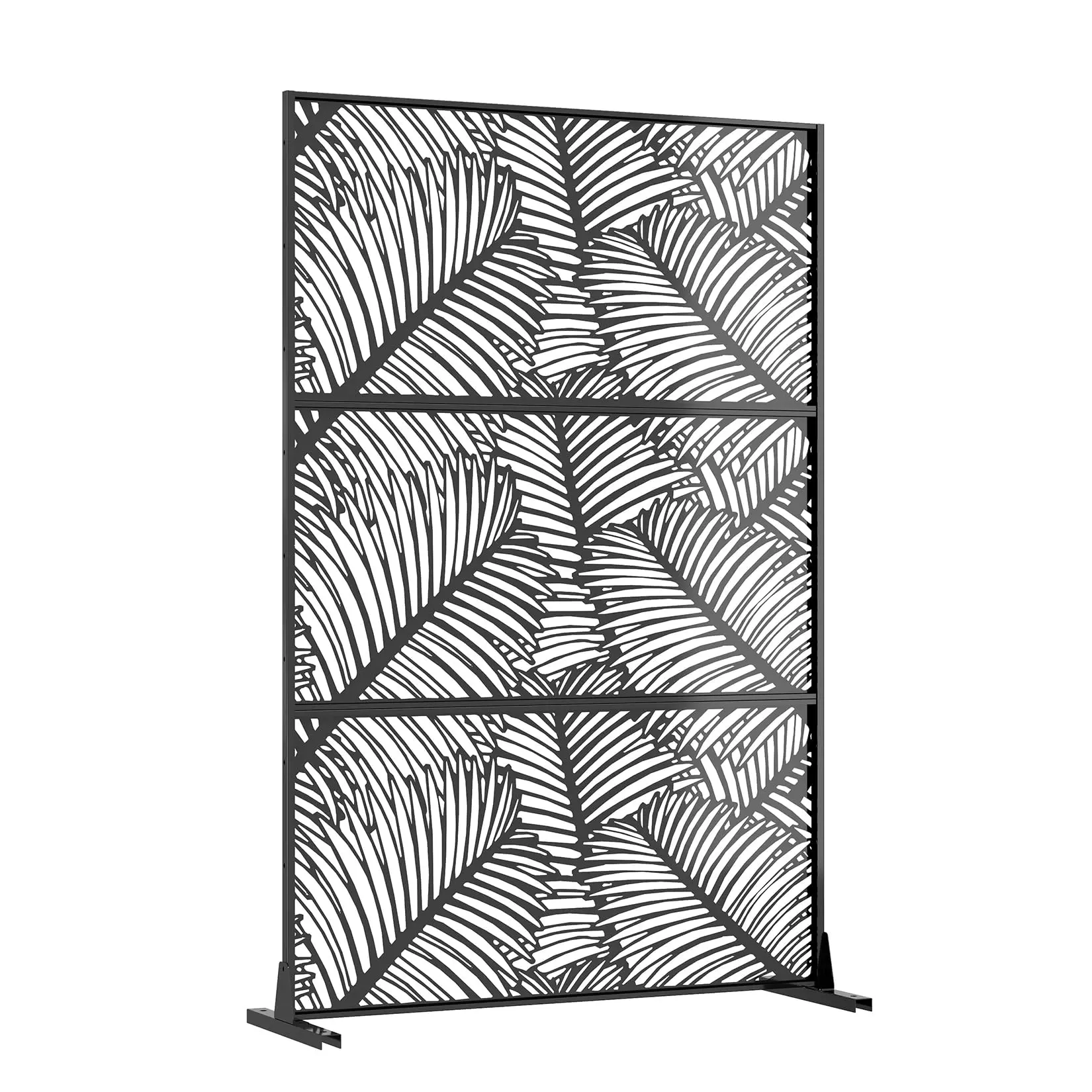 Garvee Steel Built to Last Rust-Resist Steel Privacy Screen with Chevron Pattern Decorative Panels, 74x47" Freestanding Room Partition, Non-Embedded Portable When Moved Divider with Secure Ground Hold for Deck/Patio Home Improvement Garden Supplies