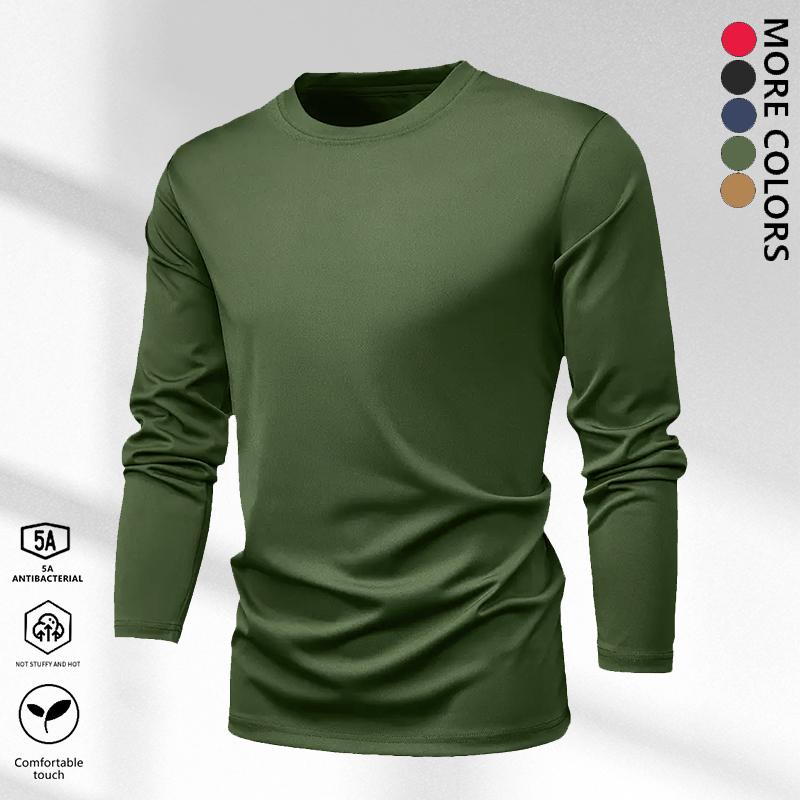 Men's warm inner suit - soft and breathable long-sleeved basic layer, solid autumn and winter long-sleeved shirt, morning and evening training long-sleeved T-shirt, fitness equipment, casual loungewear machine washable regular version, casual warm clothin