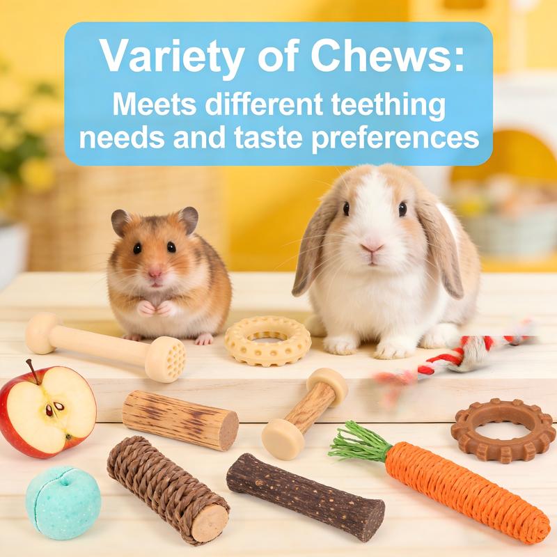 23.6 inch Wooden Hamster Cage,  Openable Top, Ventilated, Easy to Clean, 50-60 PCS Natural Rabbit Chew Toys, Treats, Timothy Sticks, Apple Sticks, Sweet Bamboo for Guinea Pig, Hamster, Chinchilla, Rat, Small Animals Bunny