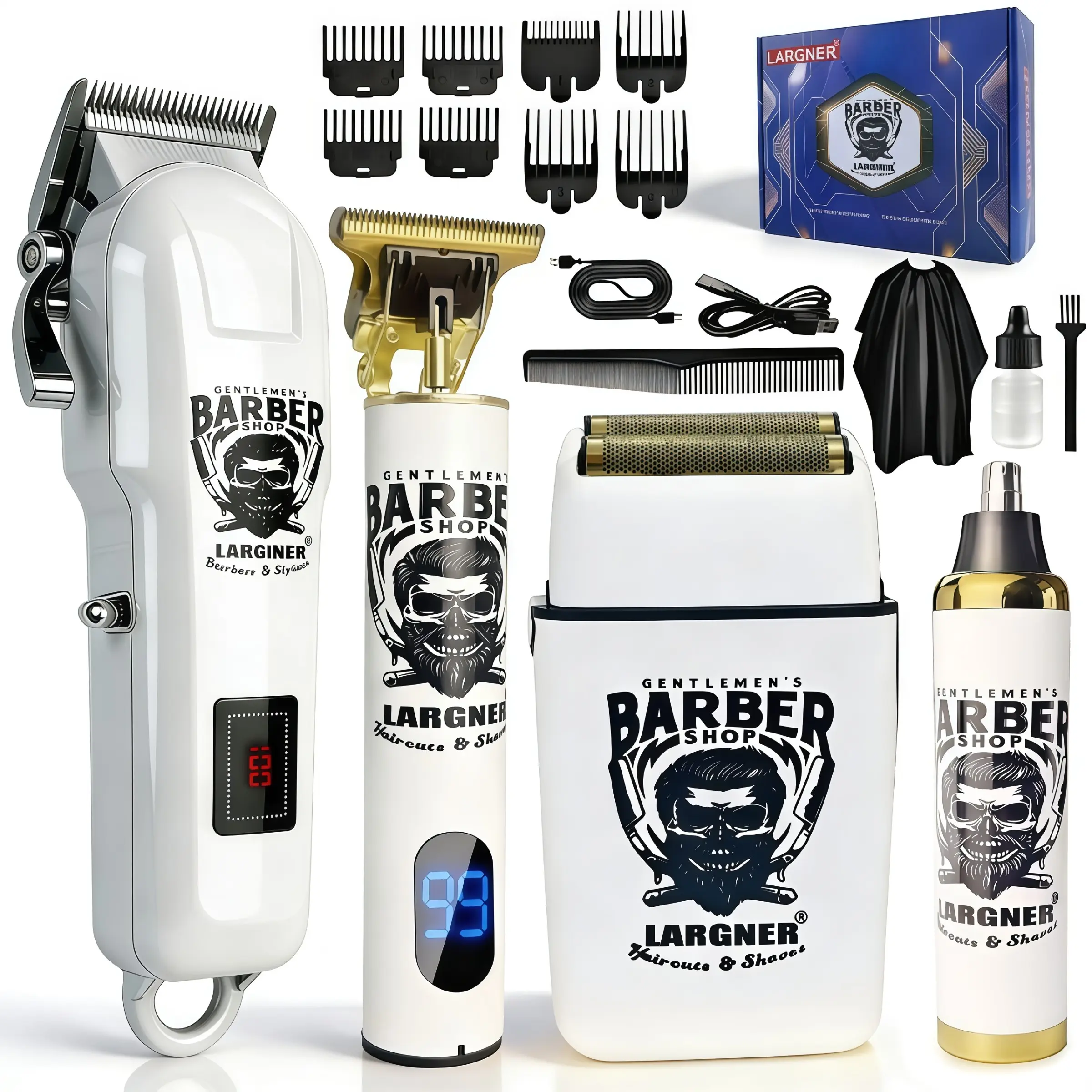 Professional Hair Clipper and Shaver Set, 1 Set Rechargeable Hair Trimmer and Shaver Kit with Accessories, Great Gift for Father, Husband or Boyfriend