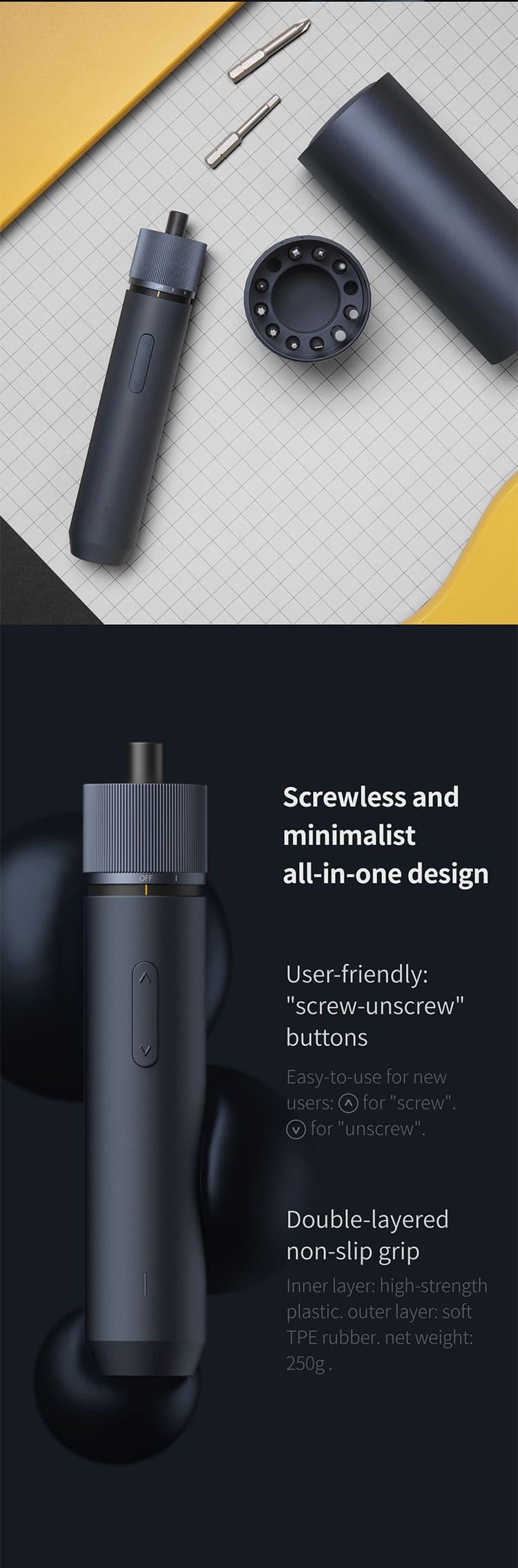 HOTO Electric Screwdriver,3.6V Cordless Screwdriver Set, All-in-One Design,USB-C Charging, LED Light,12 Pcs Bit for Electrical Repairs, Christmas Gift Rechargeable Tools Tool Kit Rubber