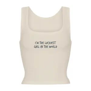 Lucky Girl - Ribbed Cream Tank
