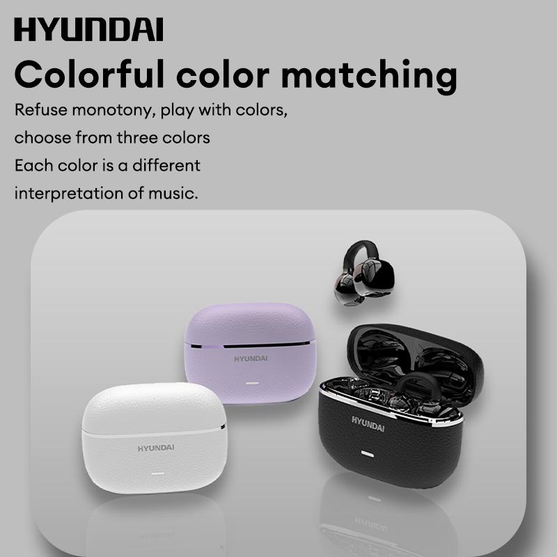 HYUNDAI C03 Clip-On Wireless Headphones with 2025 Bluetooth 6.0 for Faster, Stable Connection & Low Power Use, DT6.0 Pulse Directional Tech, 360° ACS Panoramic Sound, IPX5 Waterproof Electronic Headset Earbuds for Music & Calls, Comfortable for Sports