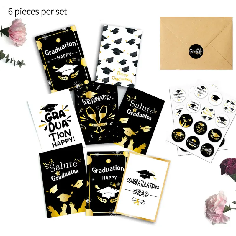 2026 New Graduation Party Bachelor's Cap Greeting Card, Graduation Ceremony Invitation Party Supplies with Envelope