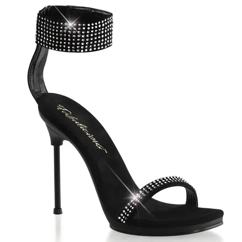 Women's Formal Stiletto Sandals - Over-the-Toe Style with Rhinestones, Thin Over-the-Toe Strap, Wide Ankle Cuff, 6mm Mini-Platform, Elegant Zipper for Evening Wear, Dress Occasions
