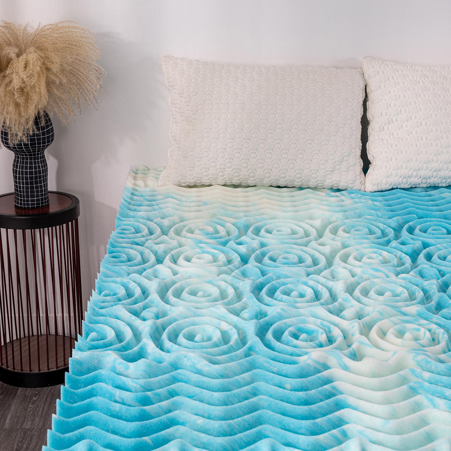 EGO 5-Zone Memory Foam Mattress Topper, Cooling Gel Infusion,  Enhance Sleep Quality, CertiPUR-US Certified, Twin Full Queen King Sizes Ergonomic Comfortable Multiple Thickness Breathability Motion Isolation Contours