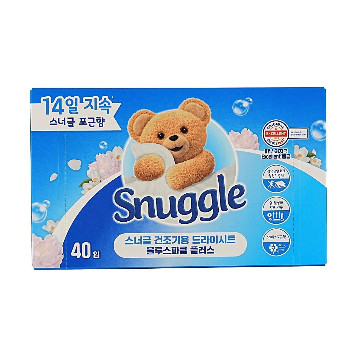 Snuggle Dryer Sheets - Huggable Freshness Fragrance, 40-Count Pack, Household Fabric Softener for Clothes - Reduces Static Cling, Leaves Fabric Smooth & Fluffy, Fabric Sheets