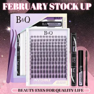 B&Q Fairy Manga Lash Kit l Invisible Band with 144pcs Individual Lashes, C Curl for DIY Lash Extension, Waterproof Long Lasting Feb Stockup