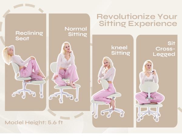 Pinmoco Egg-Shape Ergonomic Cross-Legged Swivel Chair - Adjustable Height, Back Support, Versatile for Home & Office Use, 360-Degree Swivel, Memory Foam Cushion, 5 Durable Casters